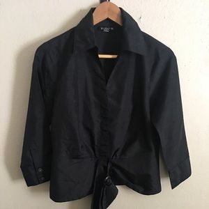 Retro front tie black shirt